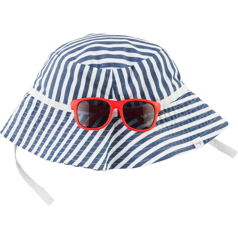 Mud Pie Blue Stripe Hat And Sunglasses