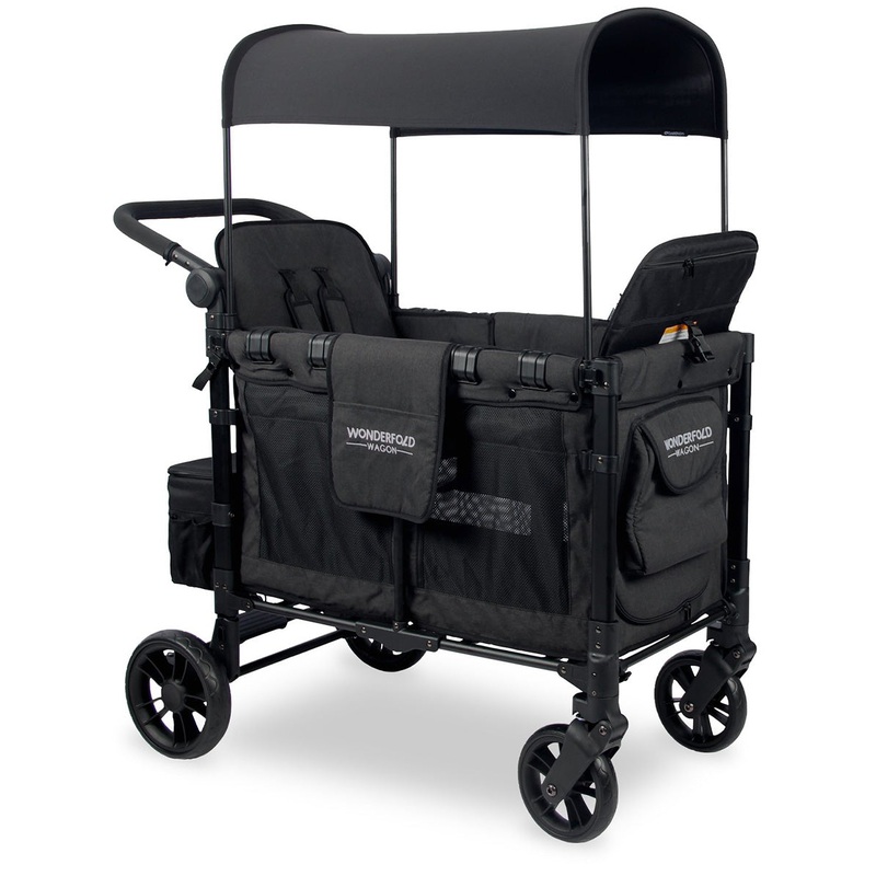WonderFold OPEN BOX W2 2.0 Elite Multifunctional Double (2 Seater) Stroller Wagon – Volcanic Black