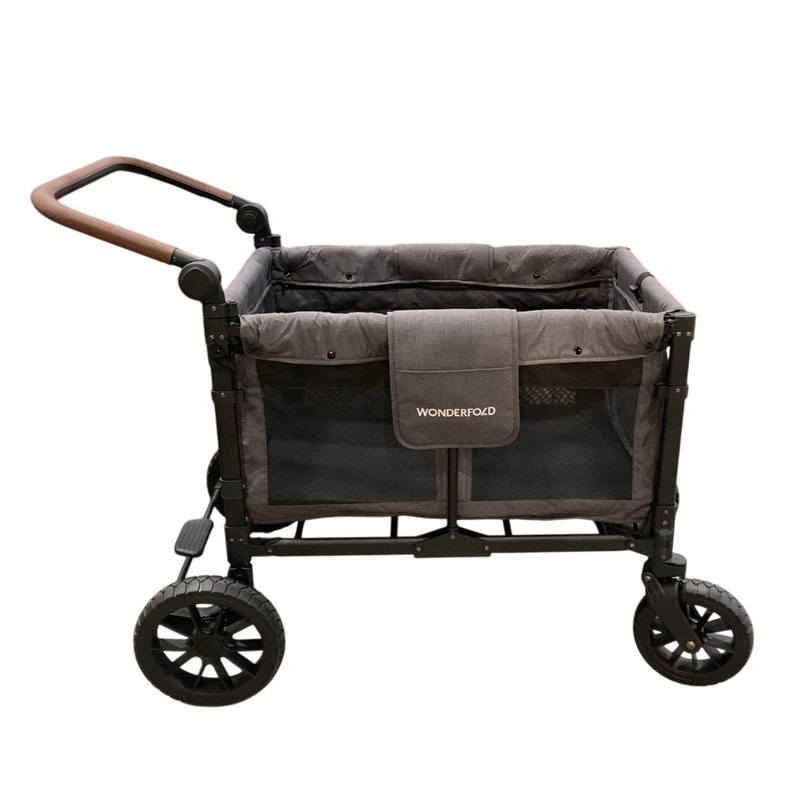 Wonderfold W4 Luxe Quad Stroller Wagon, Charcoal Grey with Black Frame, 2024