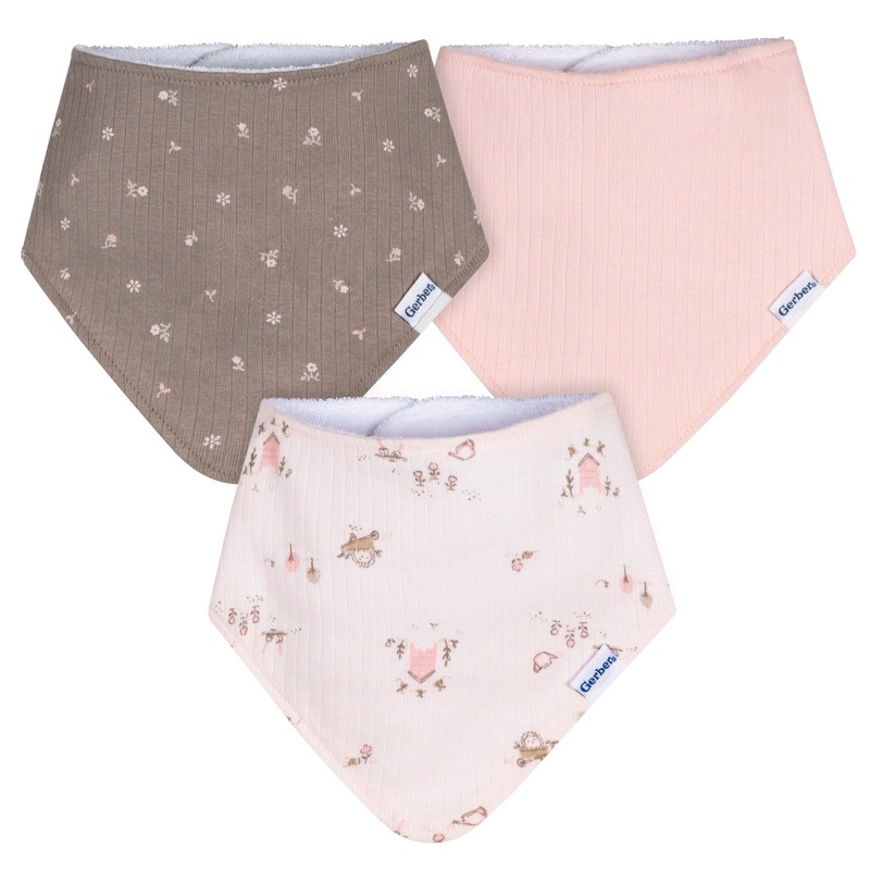 3-Pack Baby Girls Garden Bandana Bib