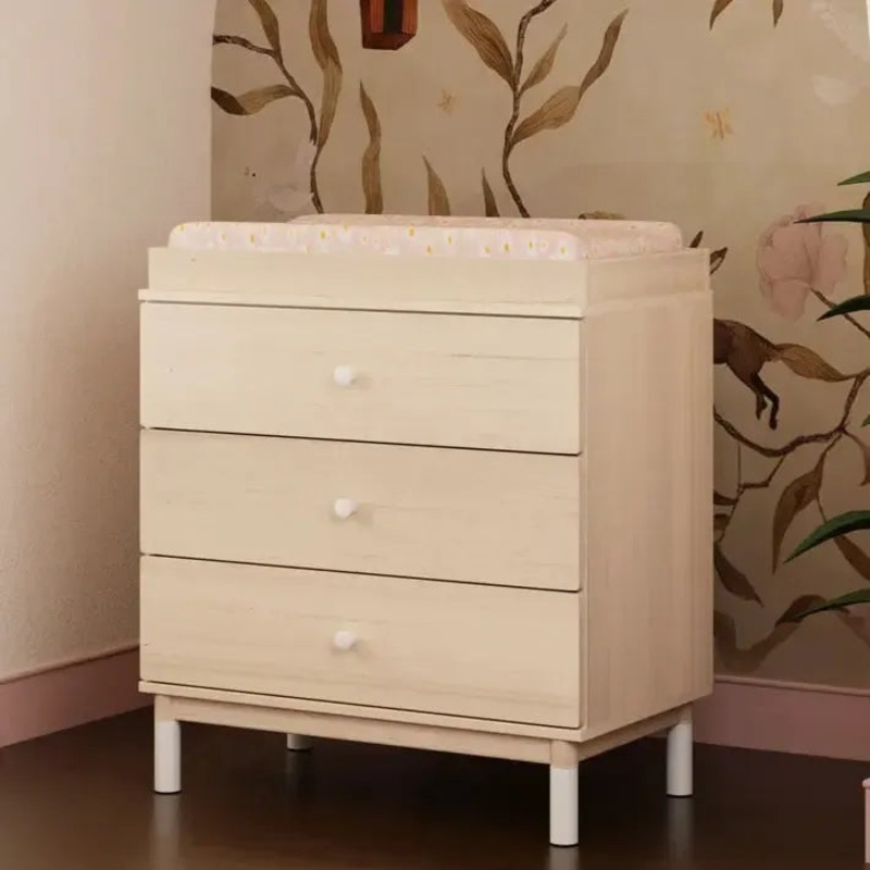 Babyletto – Gelato 3-Drawer Changer Dresser with Removable Changing Tray – Washed Natural + White Feet