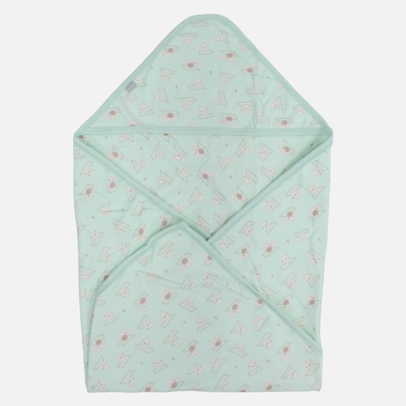 Cotton Baby Blanket  Aqua with Monkey Print