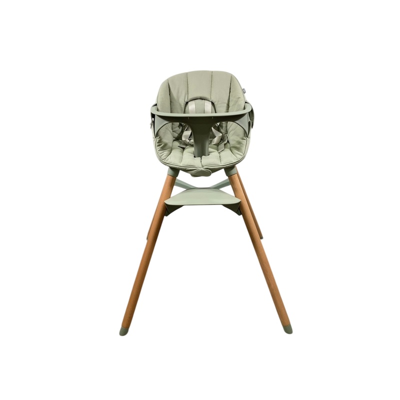 Lalo High Chair with Infant Kit, Sage, Sage, Natural Wood