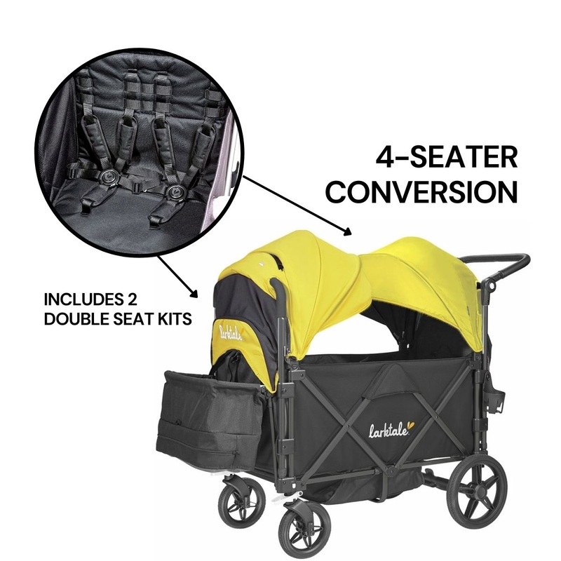 Larktale Caravan (4 Seater) Stroller Wagon Complete Bundle – Byron Black / Clovelly Yellow