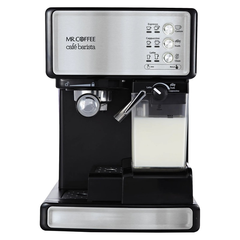 Programmable Espresso, Cappuccino, Coffee Maker with Automatic Milk Frother and 15-Bar Pump Stainless Steel Black