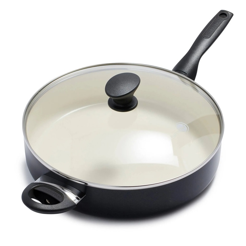 Rio 5qt Ceramic Nonstick Covered Saute Pan with Helper Handle Black (See Description)