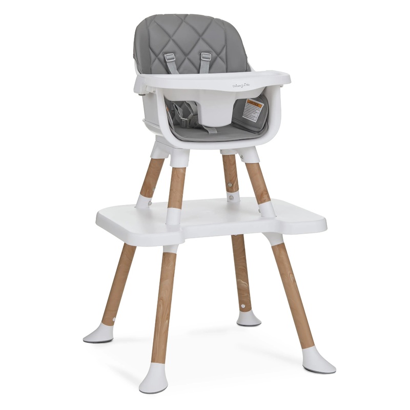 Dream On Me Luna 4 in 1 convertible Highchair, Cool Gray