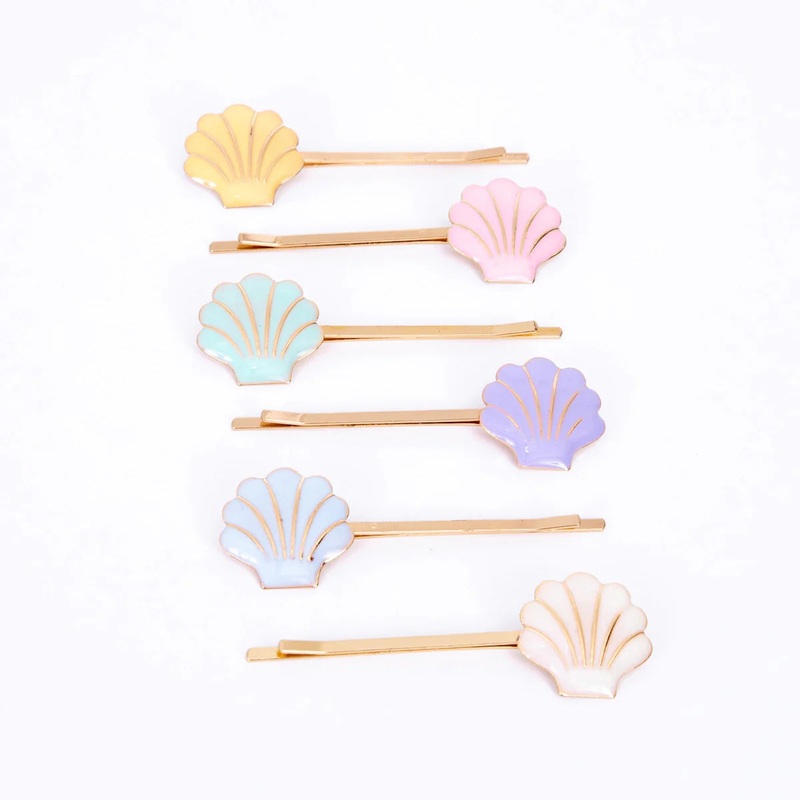 Meri Meri Enamel Shell Hair Slides (x 6)