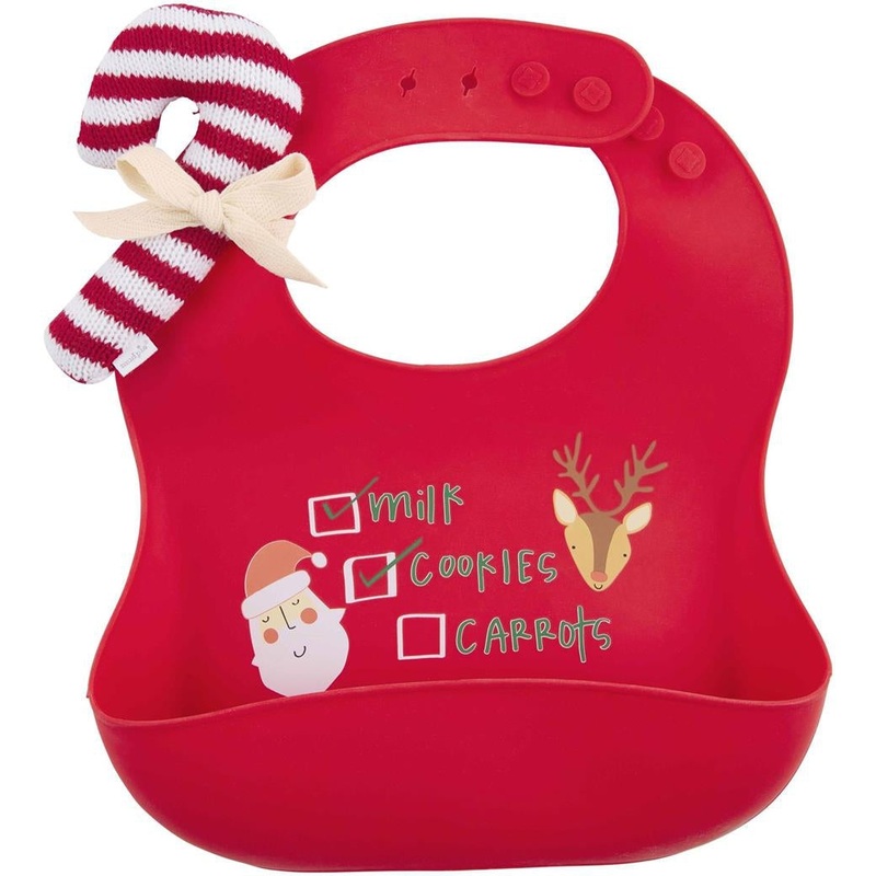 Mud Pie Red Xmas Silicone Bib Set