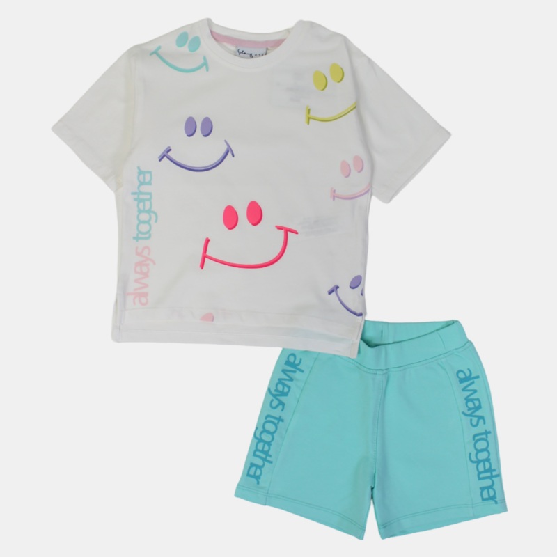Off-White “Always Together” Short-Sleeved 2-Piece Outfit Set