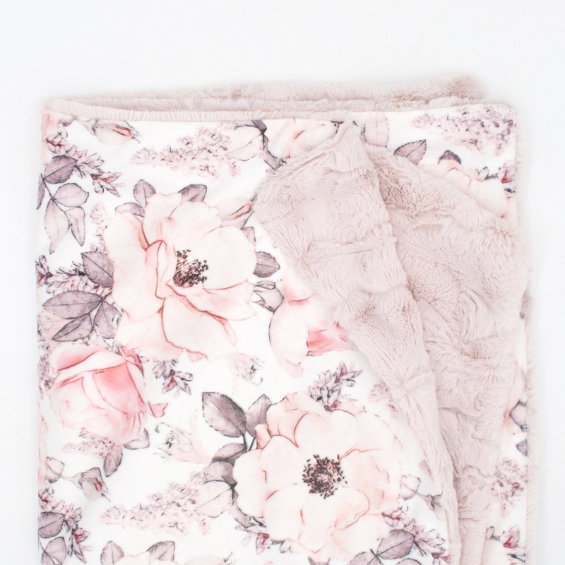 Sugar + Maple Wallpaper Floral Minky Blanket – Non-Personalized