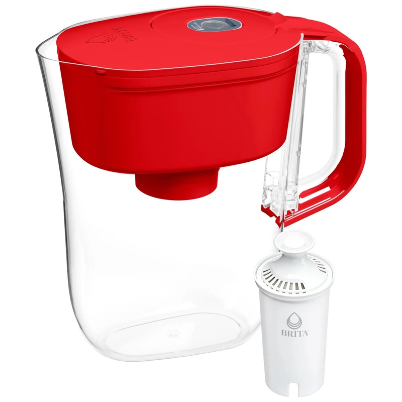 6cup Denali Water Pitcher Dispenser with Standard Water Filter – Fiery Red