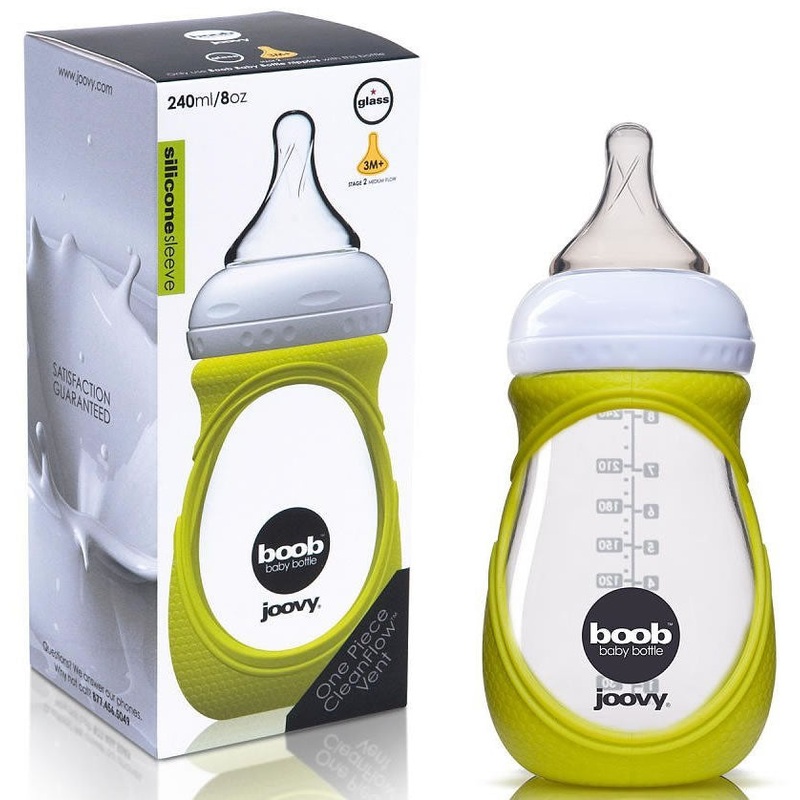 Joovy Boob Glass Bottle with Sleeve, 8 oz – Green