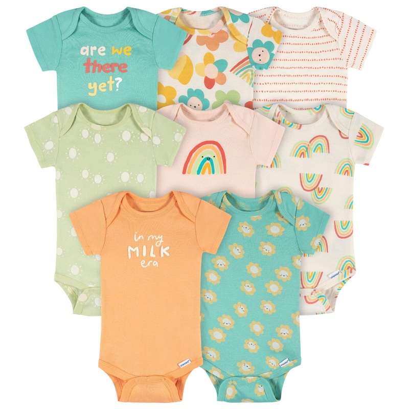 8-Pack Baby Girls Good Days Short Sleeve Onesies Bodysuits