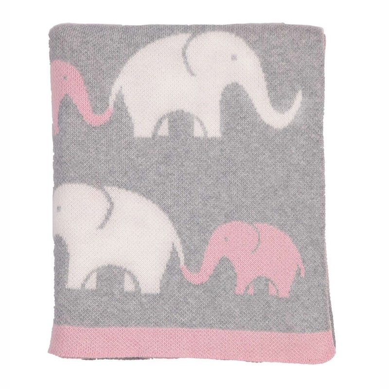 Blanket Elephant Grey Melange Light Pink