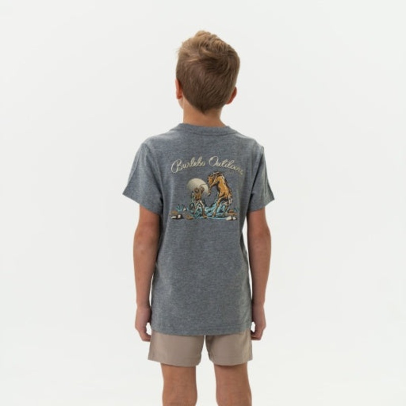 Burlebo Youth Tee Cowboy Up Short Sleeve Dark Heather Grey