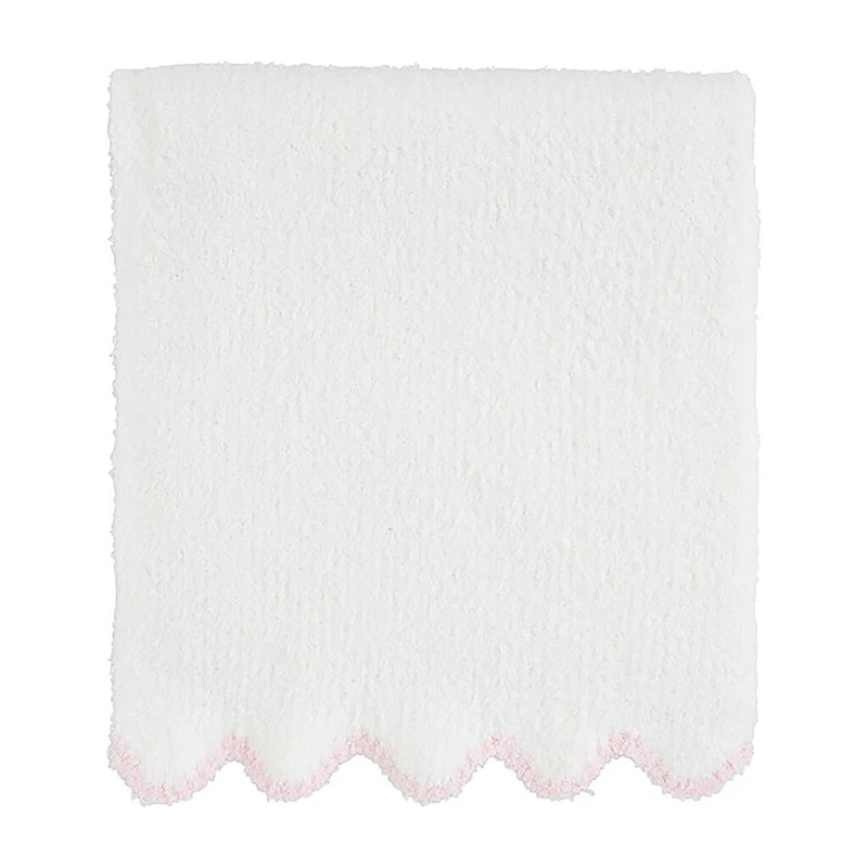 Chenille Blanket Scallop Pink