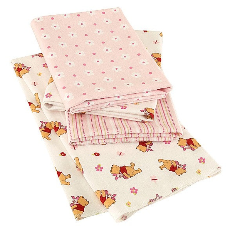 KidsLine Pooh Girl Receiving 4- Pack Blankets