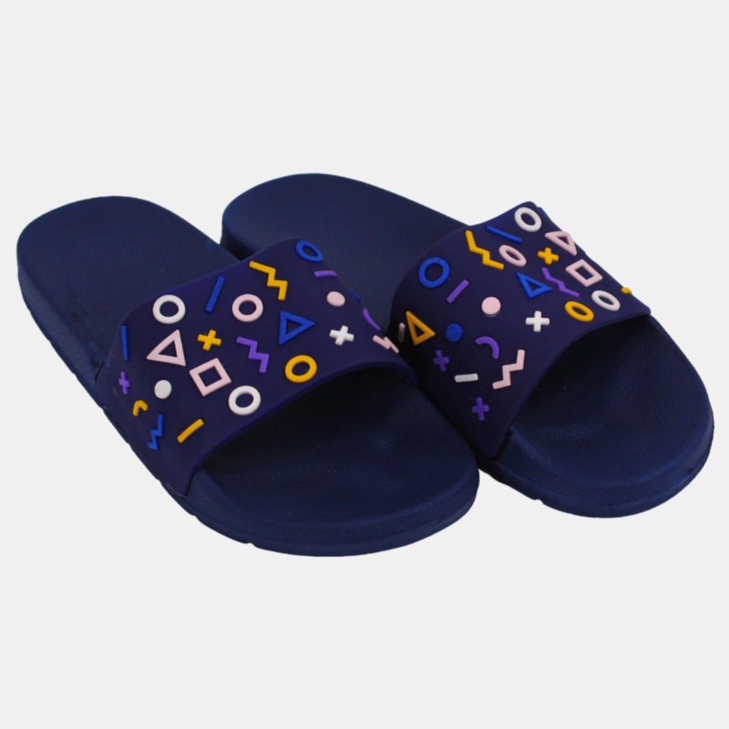 Unisex Rubber Slides  Navy Geometry Design