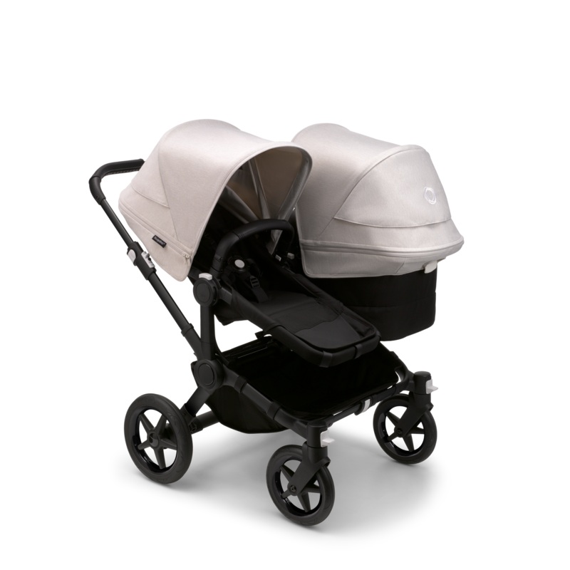 Bugaboo Donkey 5 Duo Bassinet Seat & Stroller – Misty White Canopy/Black Fabrics/Black Chassis