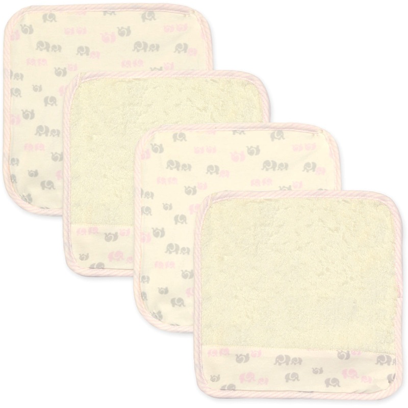 Just Born Organic Washcloths, 4-Pack – Pink Elephant