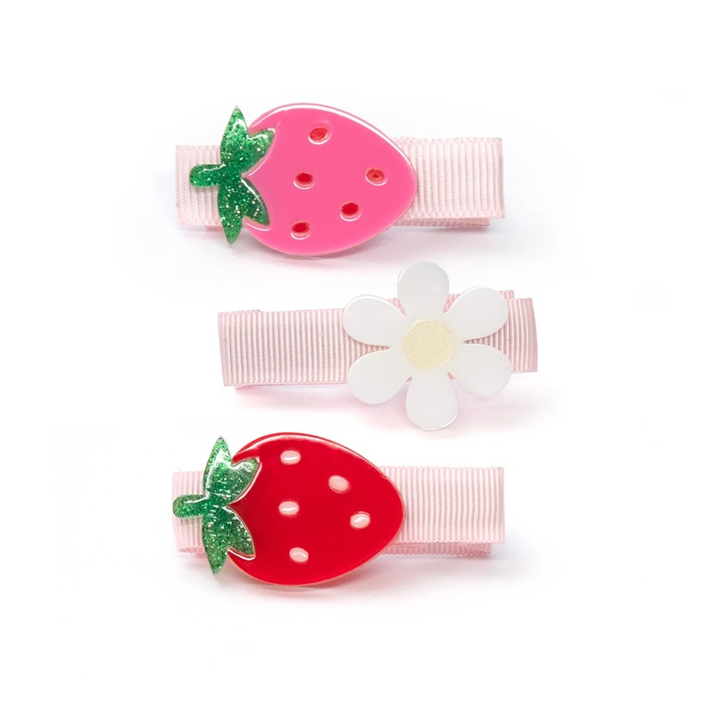 Lilies & Roses Strawberry Daisy Pink And Red Hair Clips