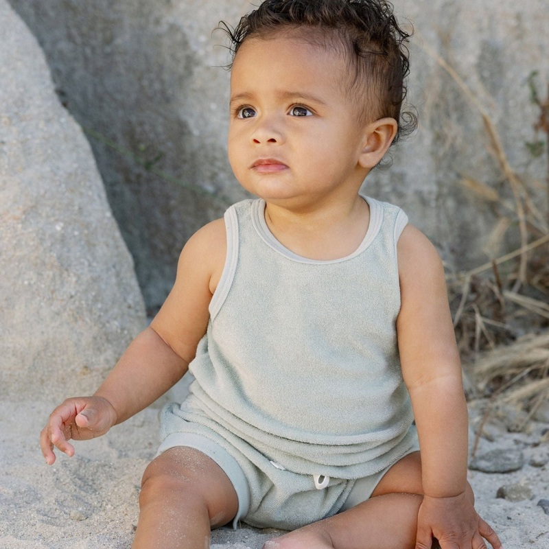 Quincy Mae – Organic Terry Tank + Short Set – Sage