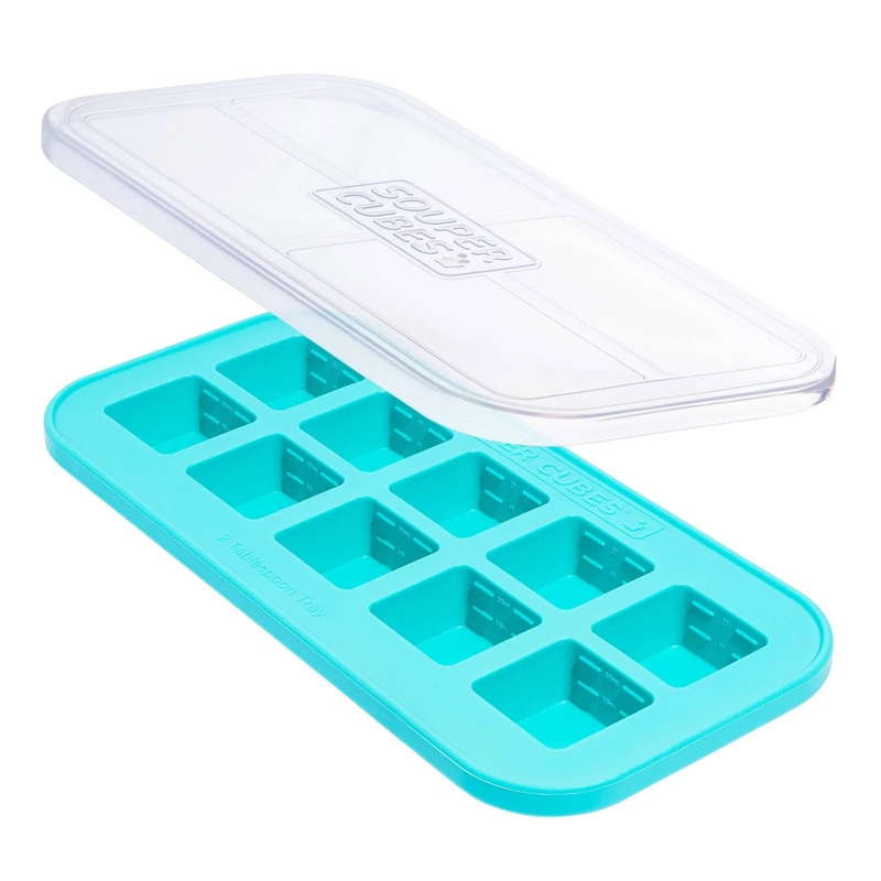 Souper Cubes 10oz Food Freezing Tray with Lid- Aqua Blue