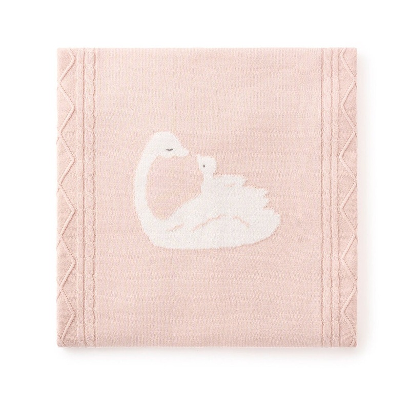Swan Intarsia Cable Blanket