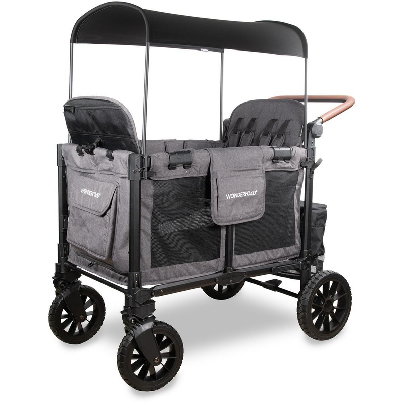 WonderFold OPEN BOX W4 Luxe Pro (4 Seater) Stroller Wagon – Charcoal Gray