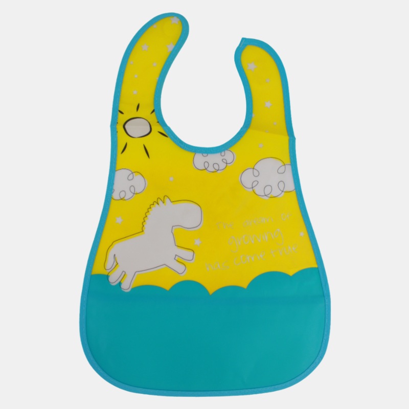 Baby Bib  Yellow with Unicorn Design