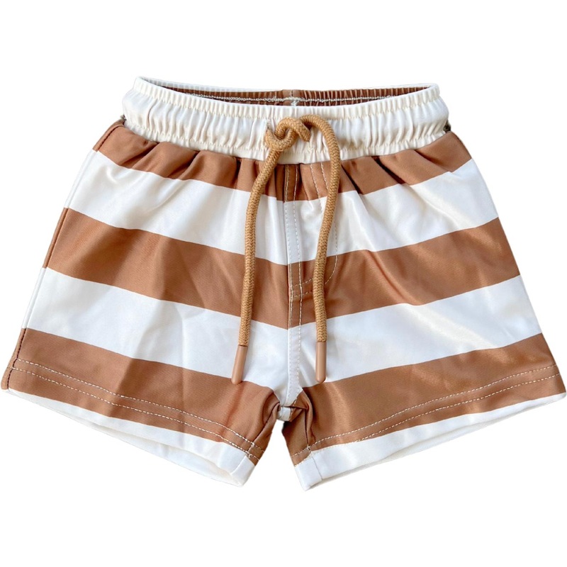 Babysprouts Boy’s Swim Shorts | Stripe In Toffee