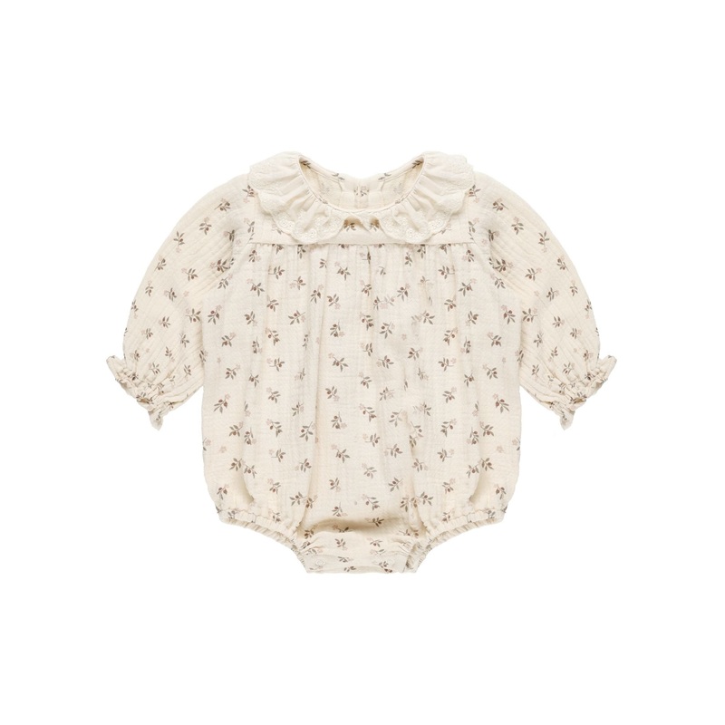Collared Bubble Romper – Holly Berry