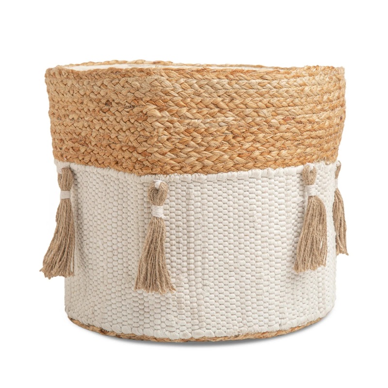 Crane Baby Cotton Canvas Storage Bin – Cotton and Jute Tassel