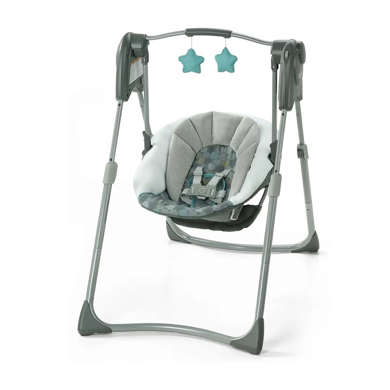 Slim Spaces Compact Infant Swing, Space-Saving Design – Gray Tilden