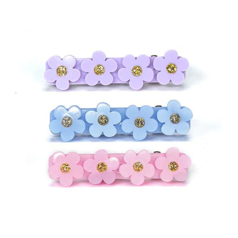 Lilies & Roses Flowers Hair Clips – Blue Purple Pink
