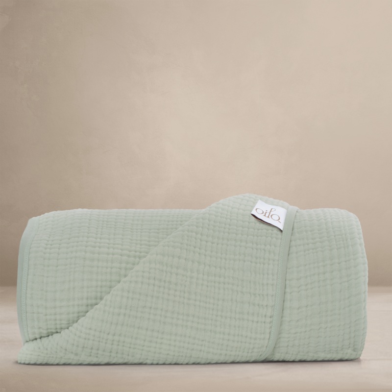 Oilo Sea Moss Sage Green Premium Muslin Blanket