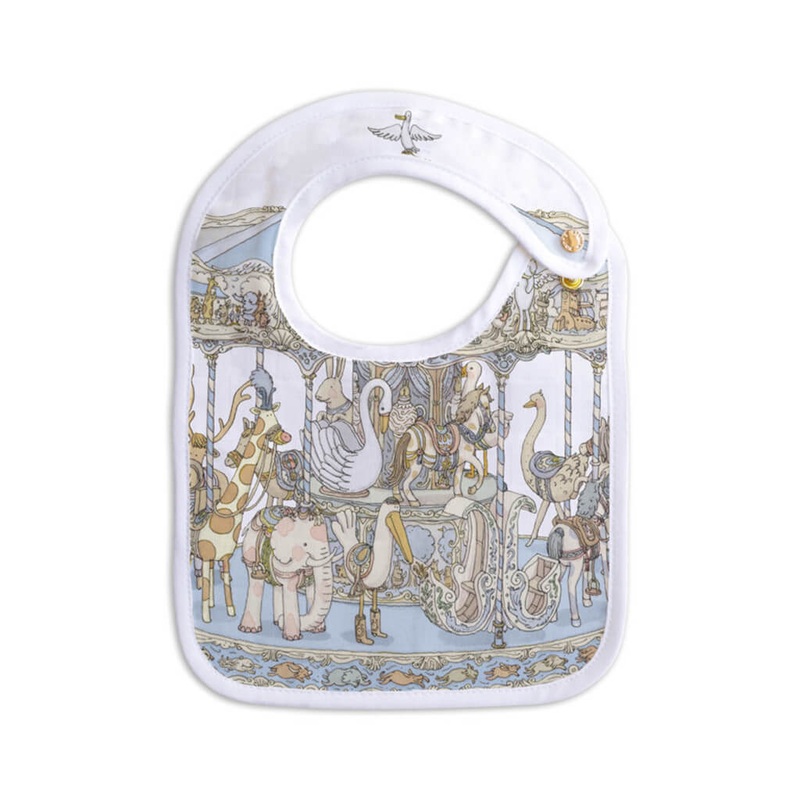 Organic Cotton Small Bib Carousel Blue