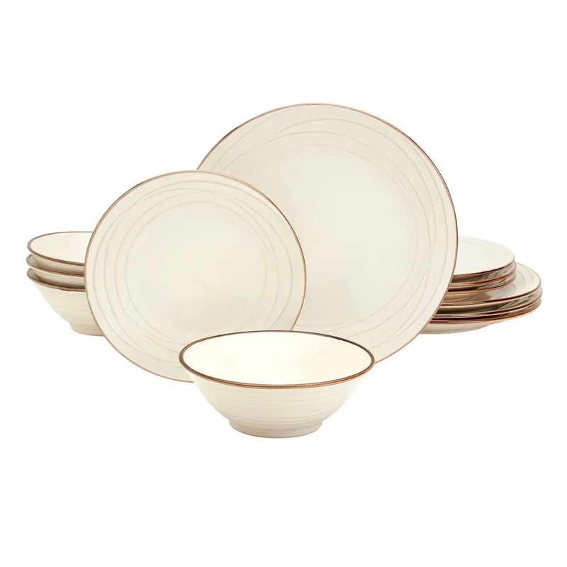 12pc Stoneware Olivia Dinnerware Set White – Tabletops Gallery