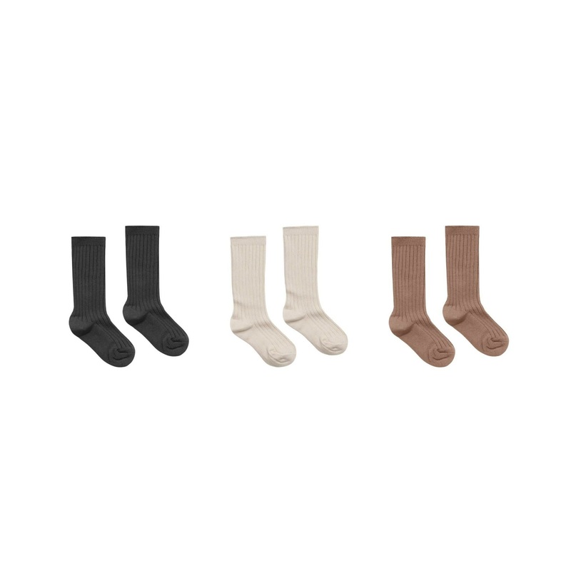 3-Pack Ribbed Socks – Mocha, Natural and Black
