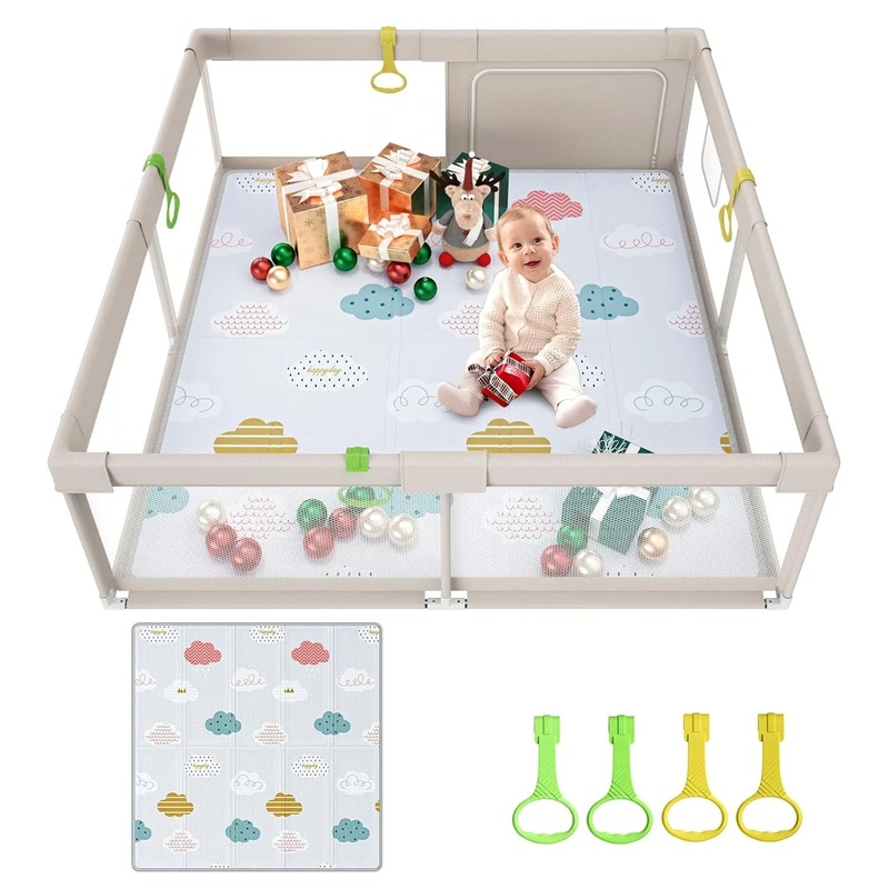 Baby Playpen with Mat, 59x59inch Playpen