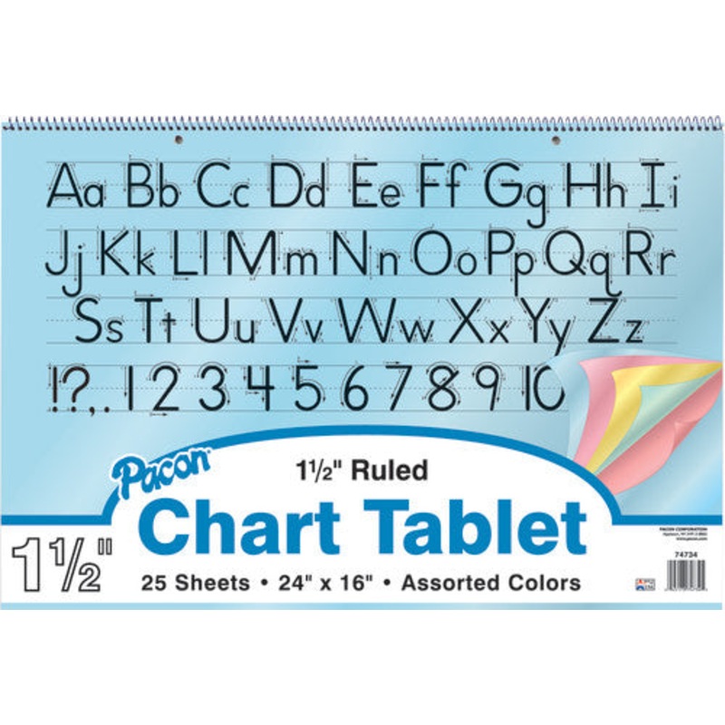 Colored Paper Chart Tablet, 24″ x 16″, 1 1/2″ ruled