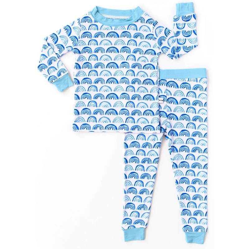 Little Sleepies Two-Piece Bamboo Viscose Pajama Set – Blue Rainbows, 7/8