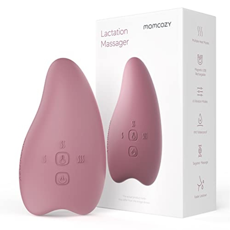 Momcozy Warming and Vibrating Chest Massager, Red, Single