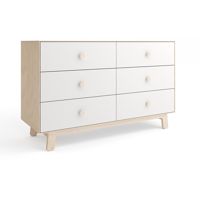 Oeuf 6 Drawer Dresser – Sparrow – White/Birch