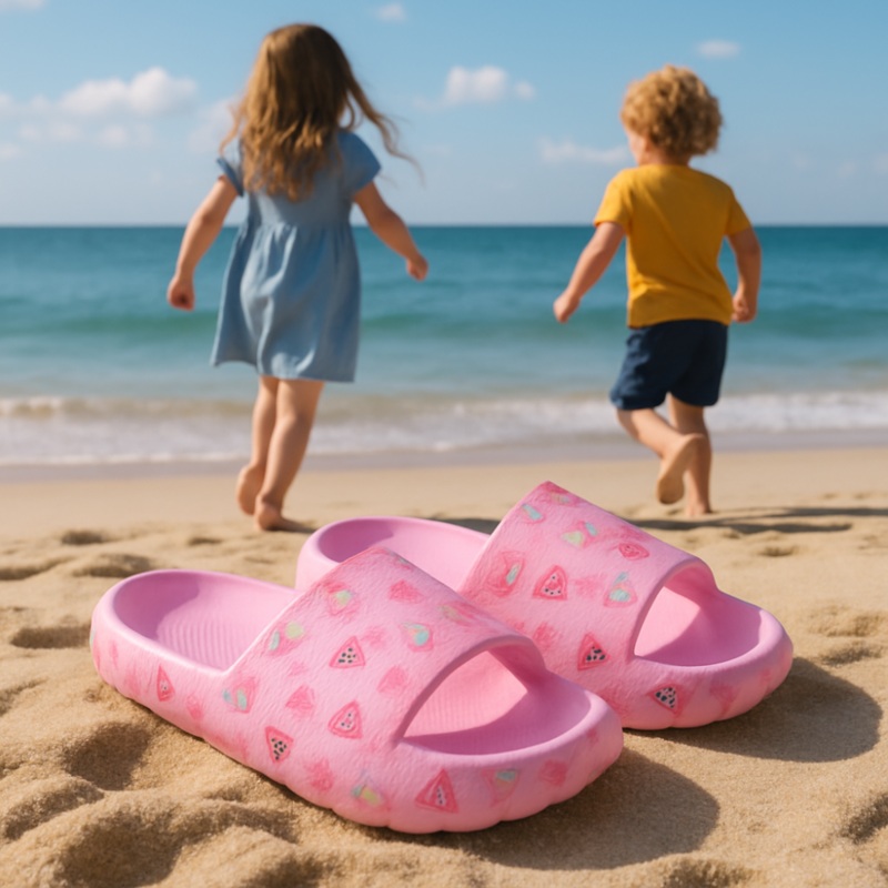 Printed Pink Rubber Slippers