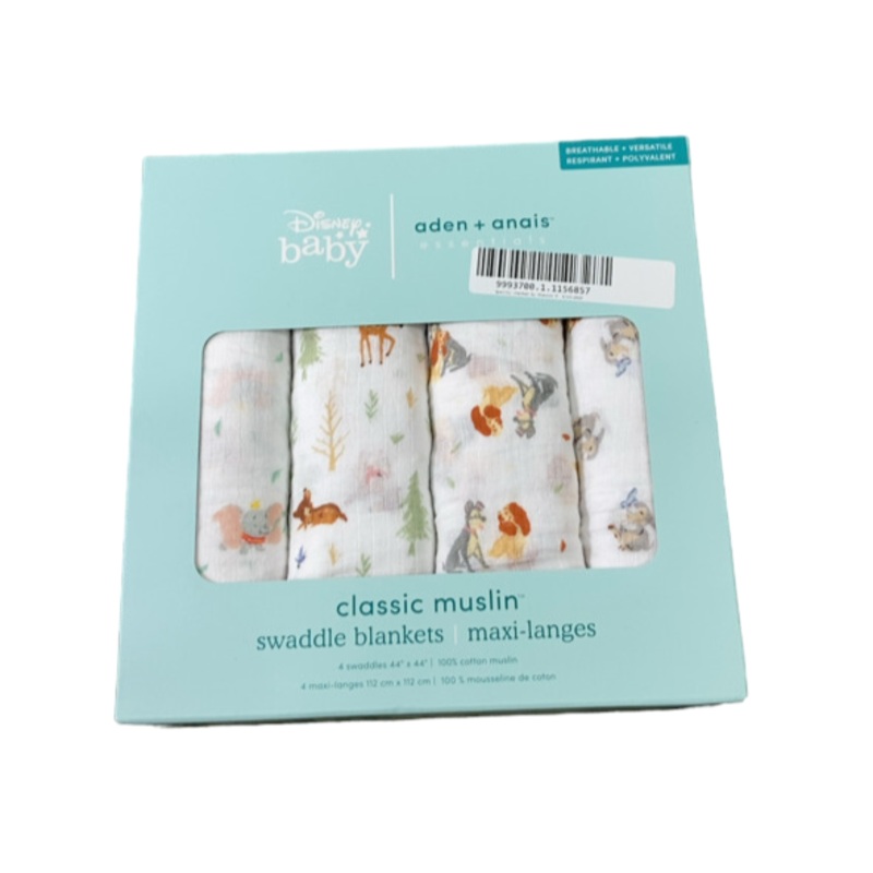 Aden + Anais Cotton Muslin Swaddle, 4pk, Disney+Friends