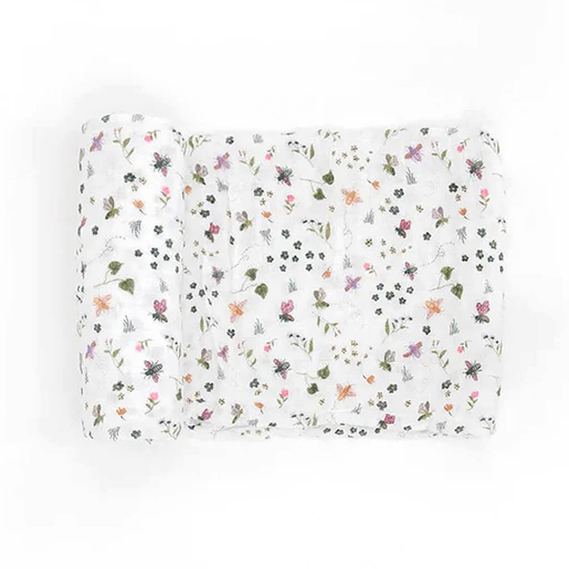 Single Cotton Muslin Swaddle Garden Bees