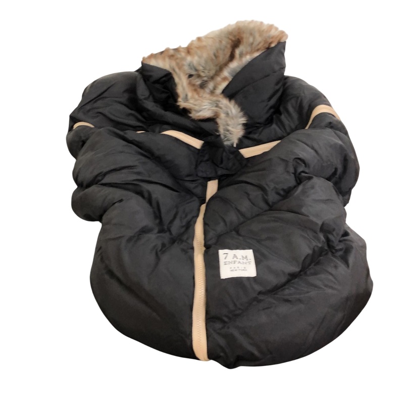 7 A.M. Enfant Car Seat Cocoon, Tundra Black Faux Fur