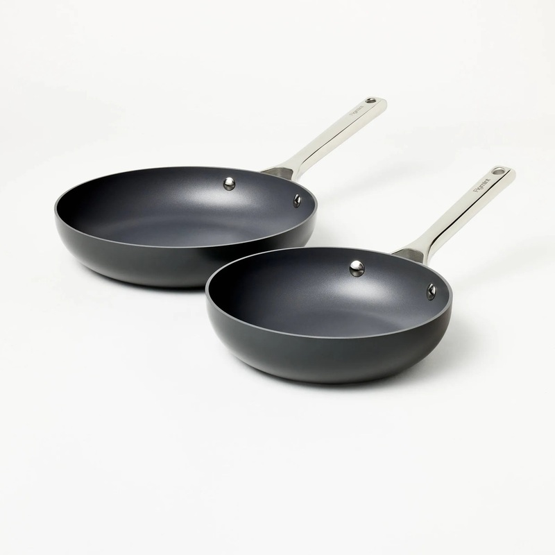 8″ & 10″ Aluminum Nonstick Hard Anodized Frypan Set- Dark Gray